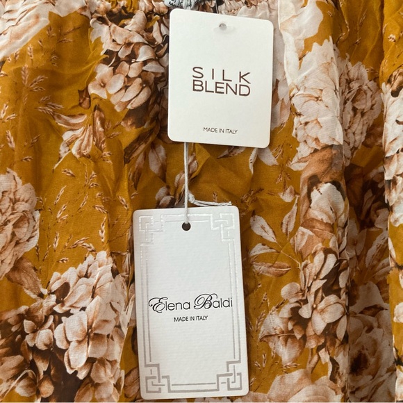 NWT Elena Baldi Made In Italy Silk Blend Floral Ruffle Hem Dress Size XL - Picture 6 of 9